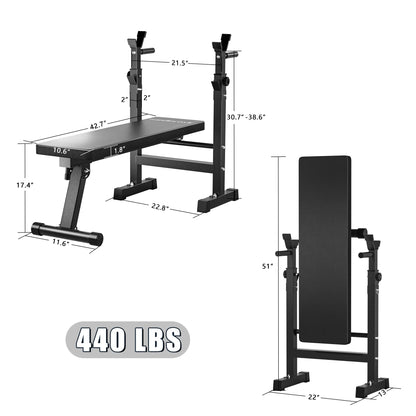 Foldable Bench Press Bench, Workout Bench for Home Gym, Adjustable Weight Bench, 22.8 Width